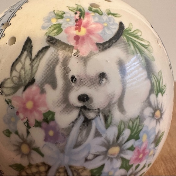 SOLD Vintage Pomander Dog Poodle PedestalFeet Ceramic Treasure Masters Christmas - Picture 6 of 12